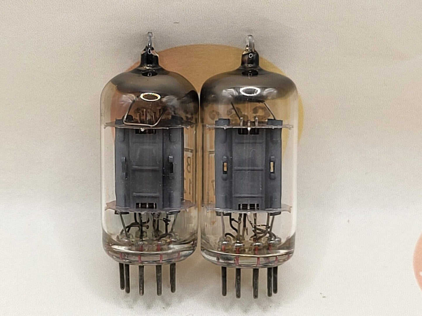 2x Brimar B329 (ECC82+) Long Plates Square Getter - G.E.C. Label - UK '55/56