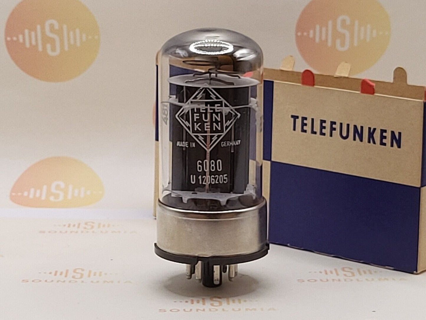 1x Telefunken 6080 = 6AS7 OO Getter Triple Mica Metal Base - Ulm 1966 - NOS
