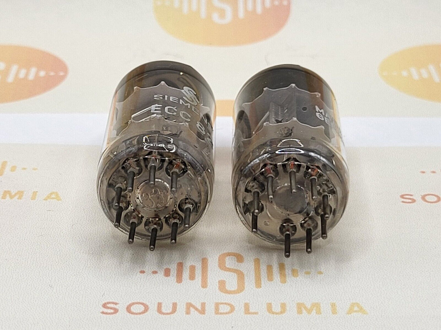 Siemens ECC82 12AU7 Chrome Plates Matched Pair - Munich 1961 Gf0 - Near NOS