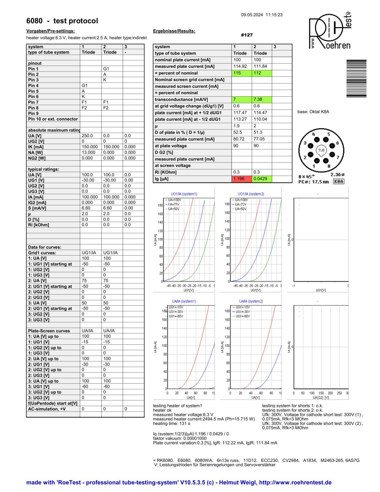 1x Mullard 6080WA = 6060 = 6AS7 Schwarze Platten - Miniwatt-Etikett - Blackburn 1961