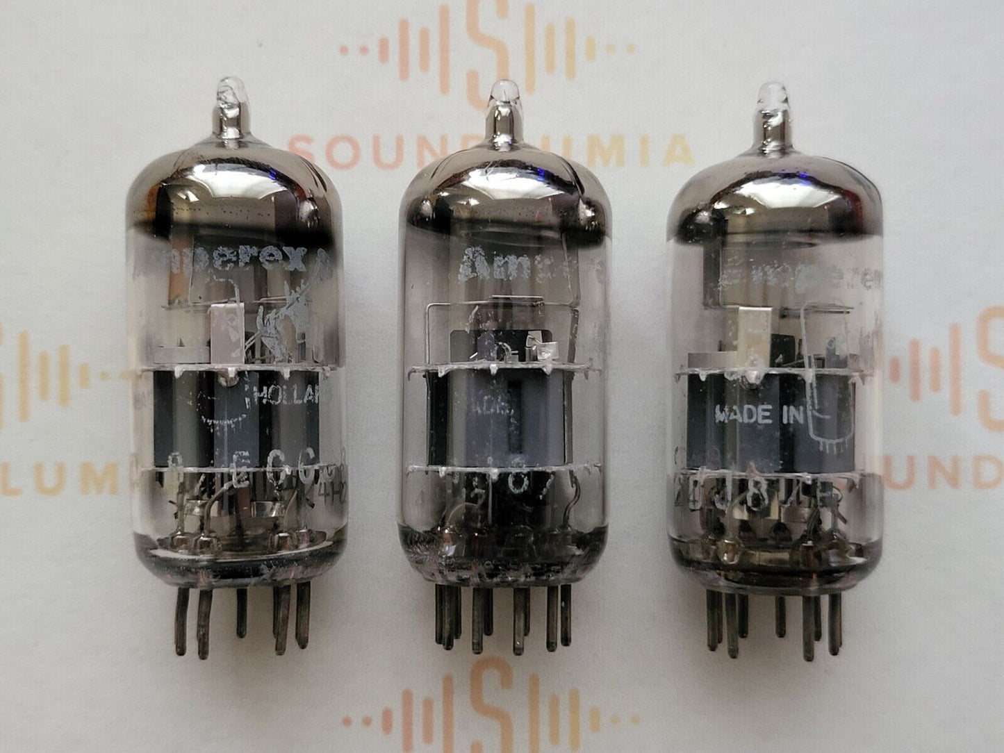 3x Amperex ECC88 6DJ8 Bugle Boy mit passenden Codes – Holland 1964 – stark