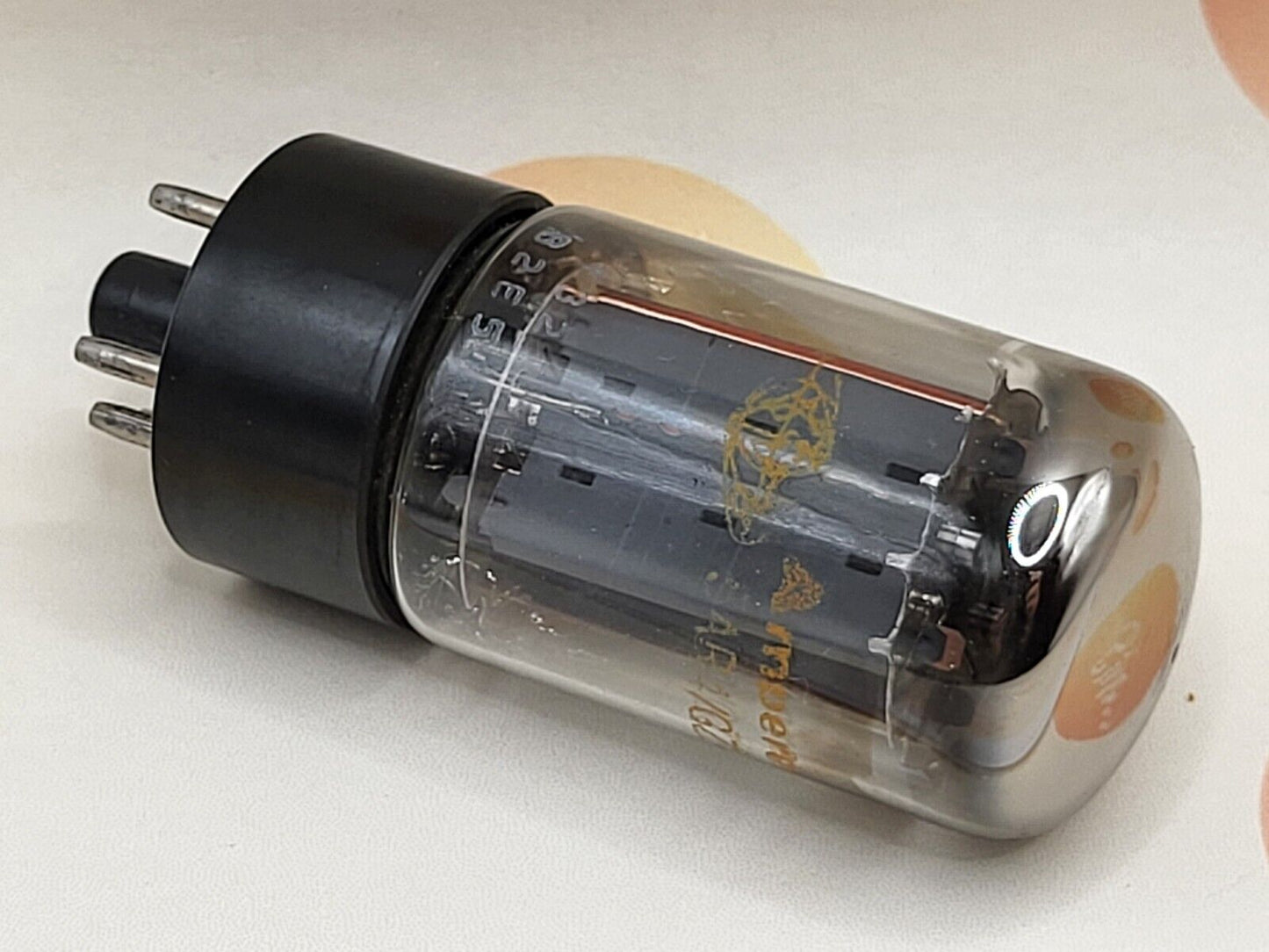 1x Mullard GZ34 5AR4 Double O Getter - Orange Globe Label - Blackburn '62 - NOS