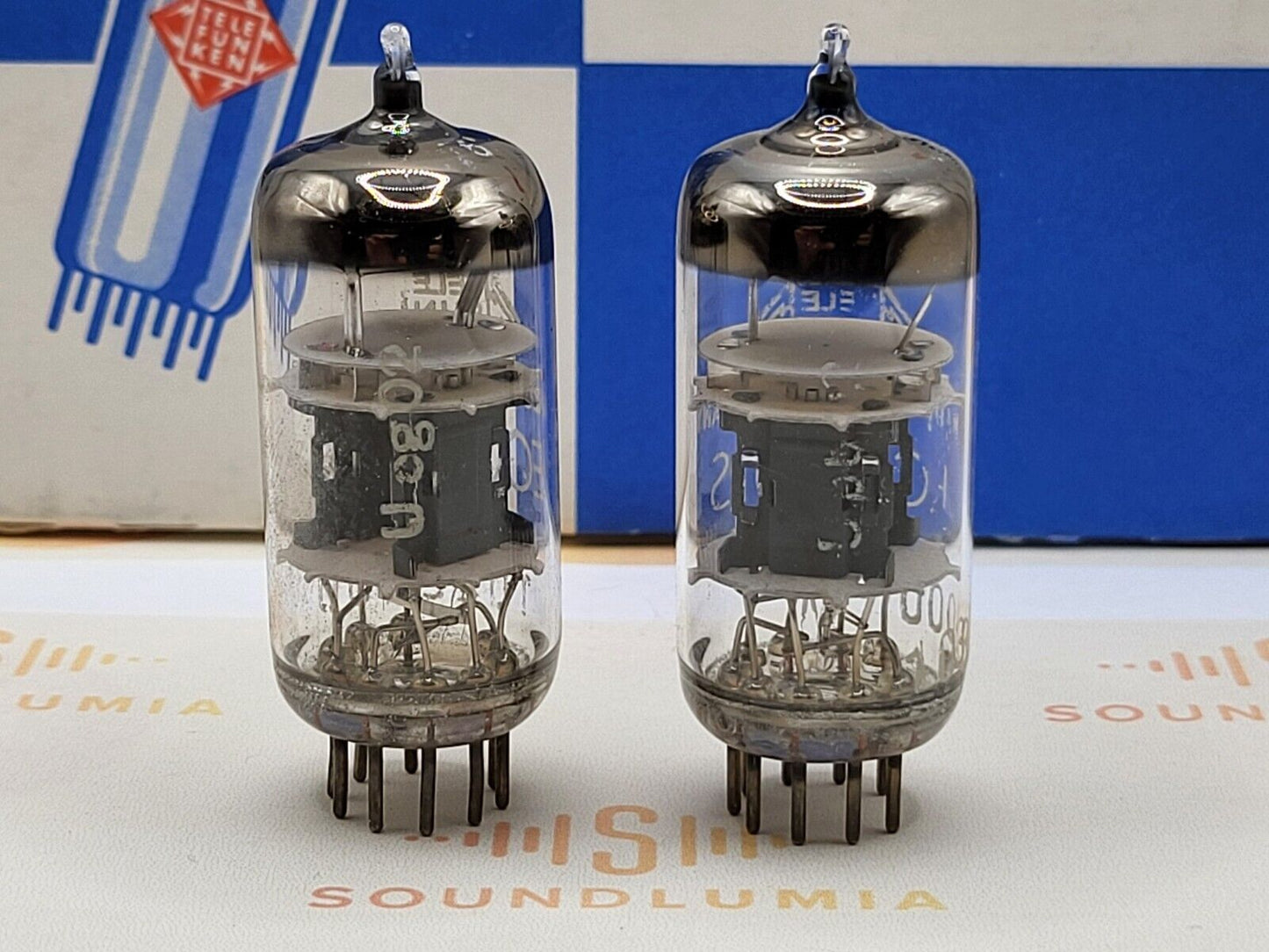 2x Telefunken ECC801S = 6201 = E81CC (ECC81+) ◇ Unten – Ulm 1958 – Gleicher Code