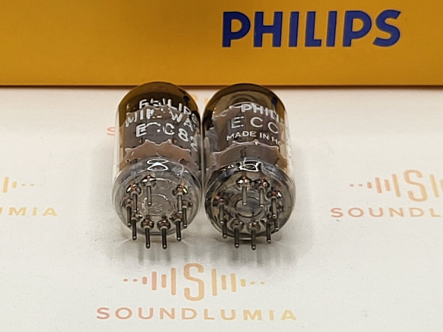 Philips ECC82 12AU7, passendes Paar kurzer Platten - Heerlen, NL '65/'66, fast neuwertig
