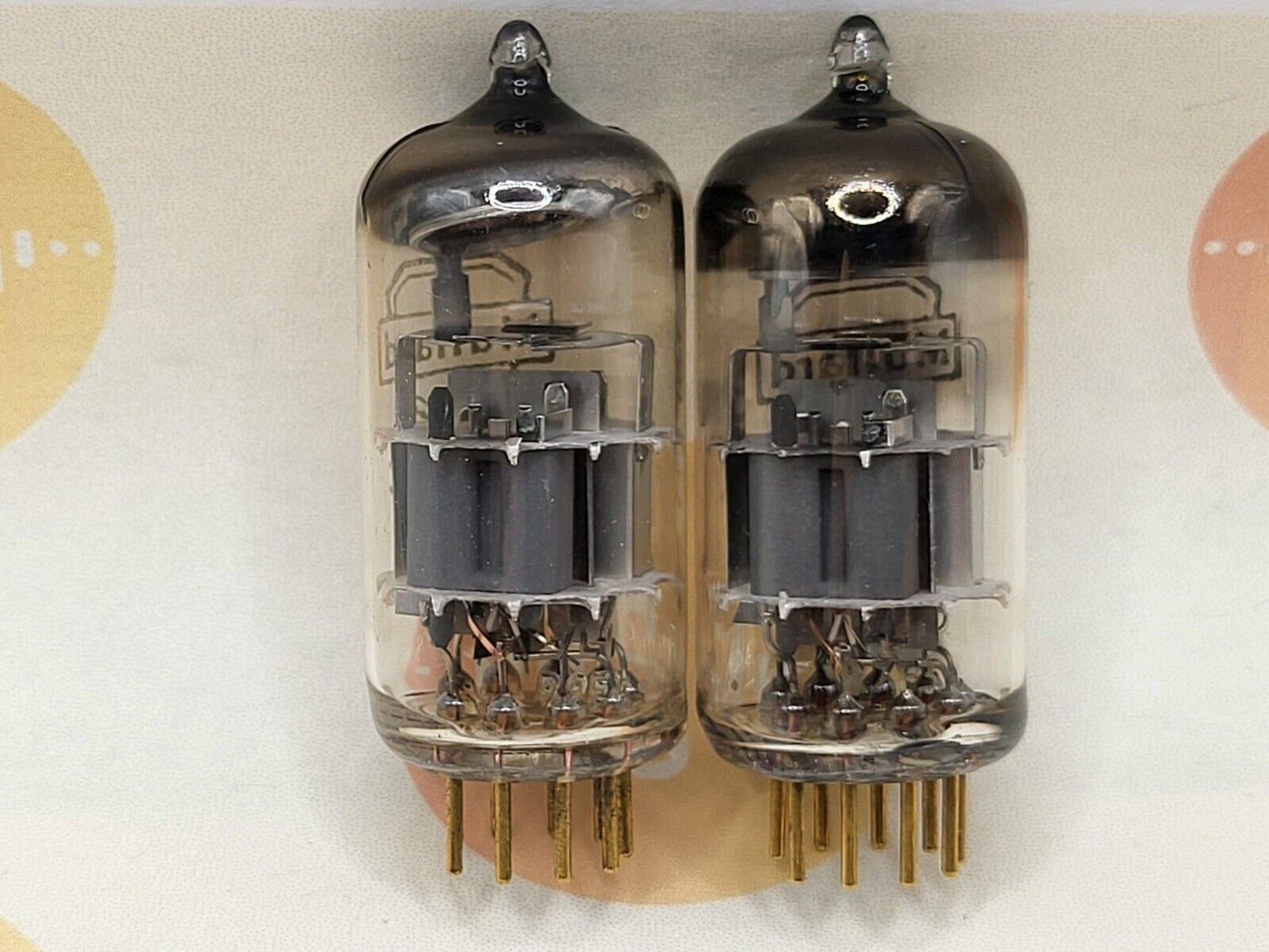 Mullard E88CC 6922 Passendes Paar - Schildlogo - Mitcham, GB 1967/69 7L1 - Stark