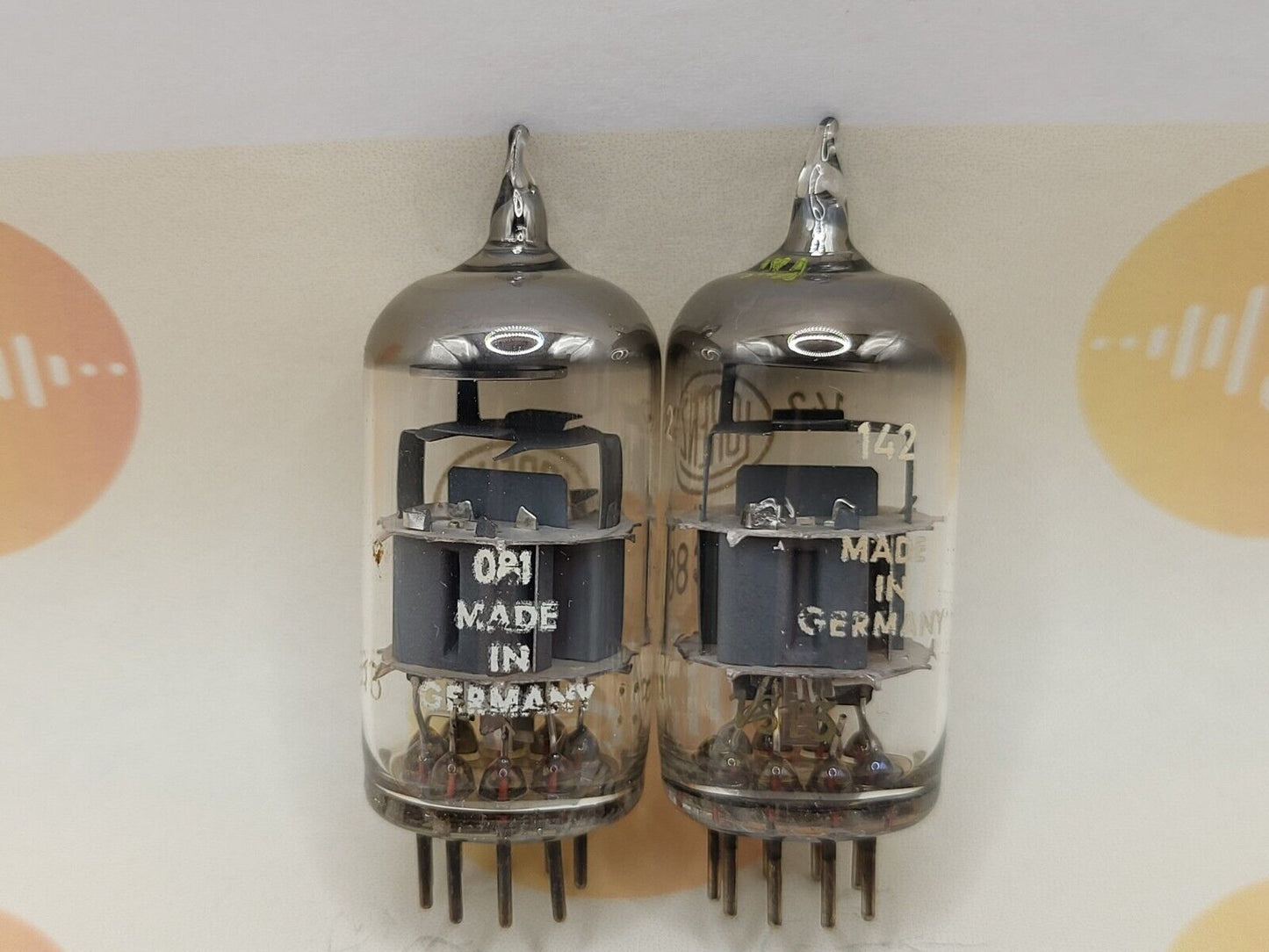 Lorenz PCC88 = 7DJ8(6DJ8 equiv.) Matched Pair White Logo - Germany 1950s - NOS