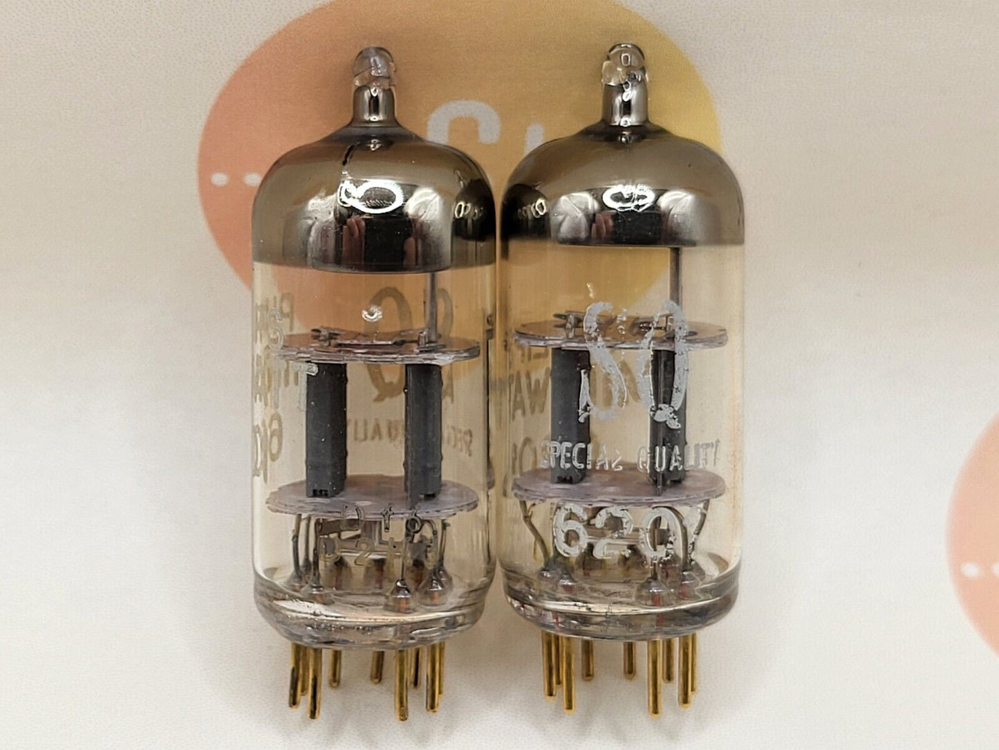2x Valvo 6201 = E81CC Gold Pin - Philips SQ Label - Hamburg '62/'64 Df6