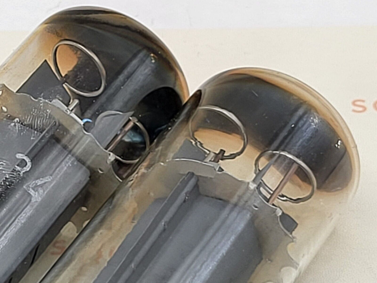 2x Mullard EL34 6CA7 OO Getter Orig. Box - Siemens Label - Blackburn '65/'66 Xf2