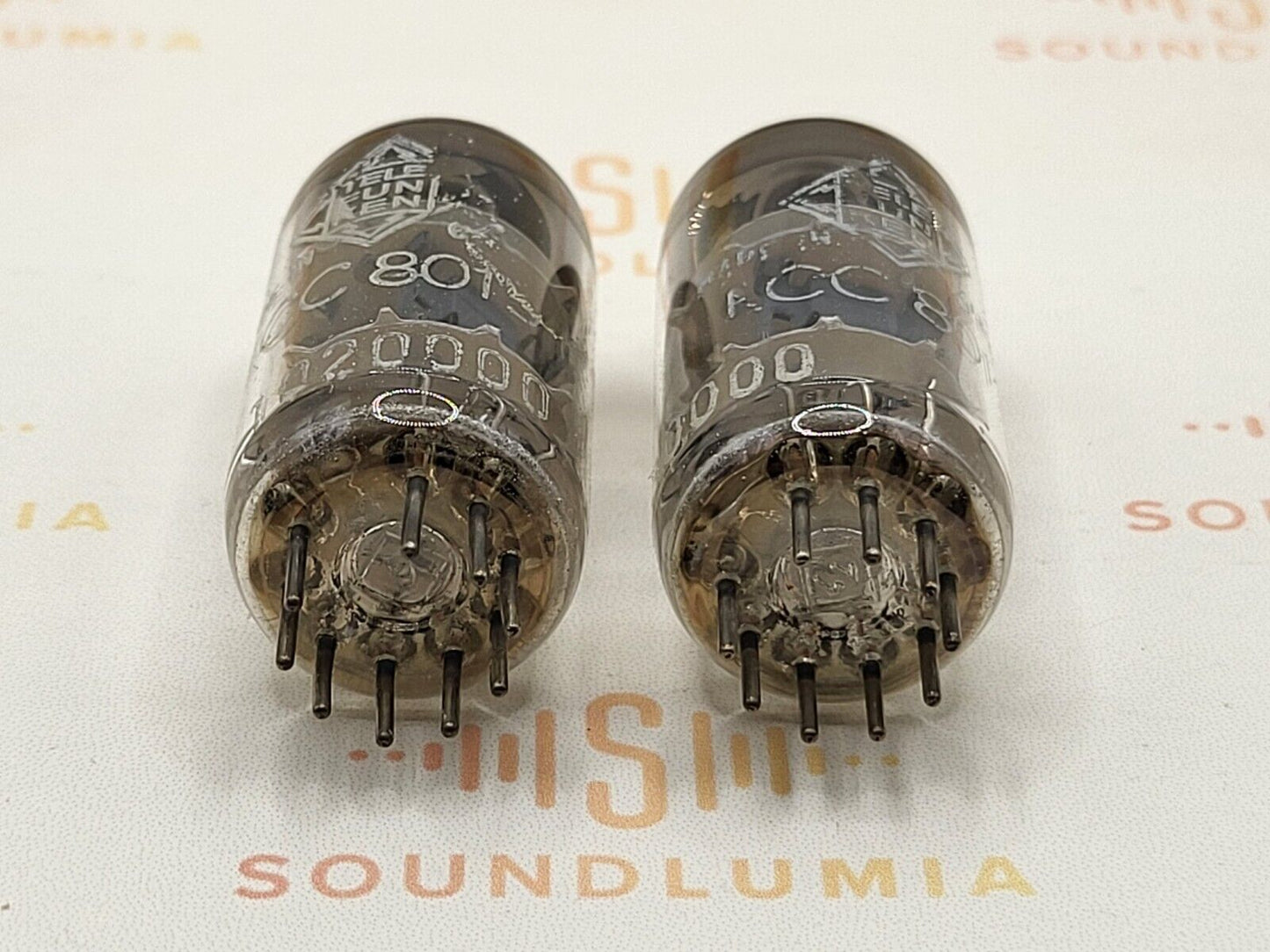 2x Telefunken ECC801S = 6201 = E81CC (ECC81+) ◇ Unten – Ulm 1958 – Gleicher Code