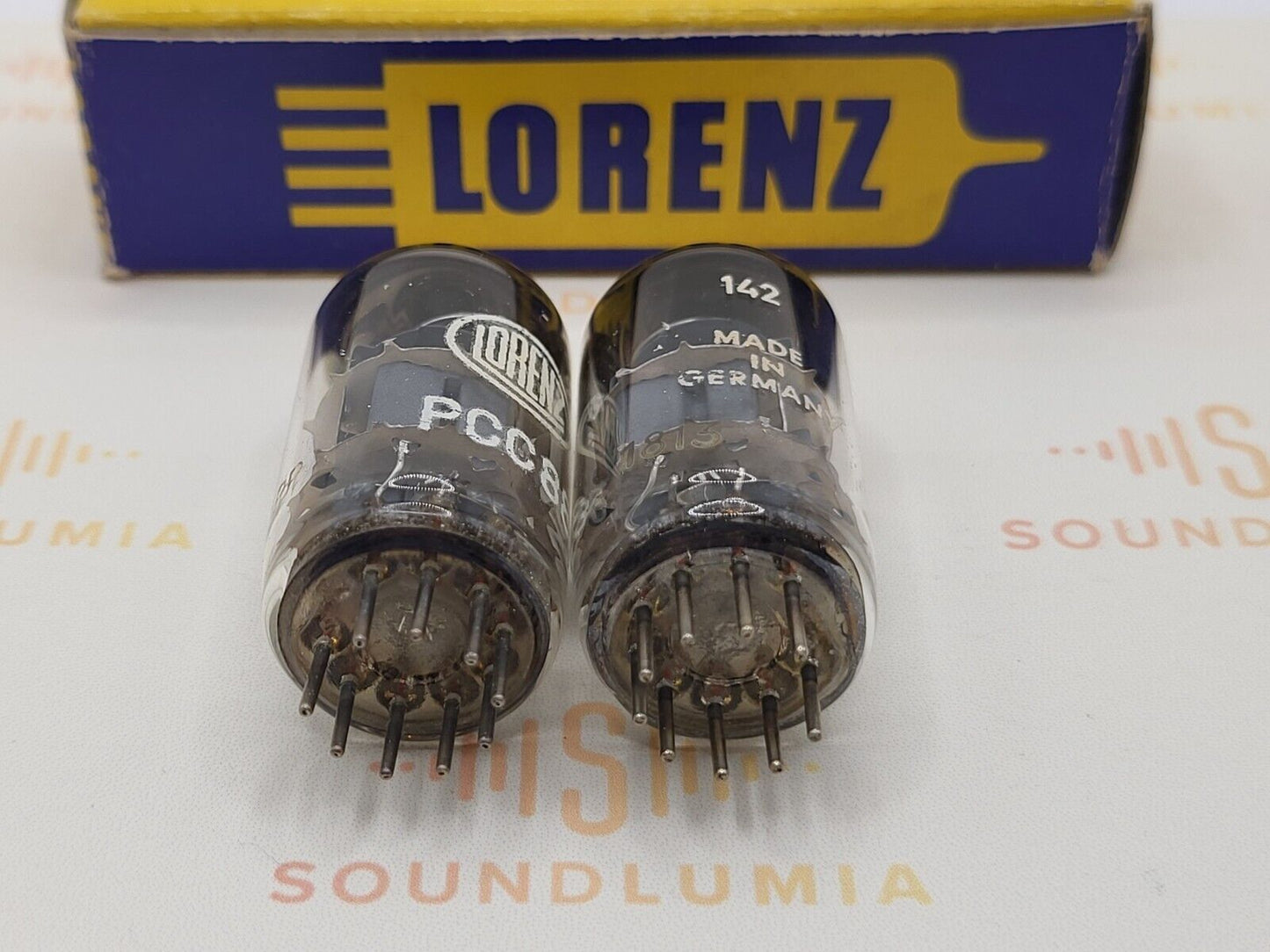 Lorenz PCC88 = 7DJ8(6DJ8 equiv.) Matched Pair White Logo - Germany 1950s - NOS