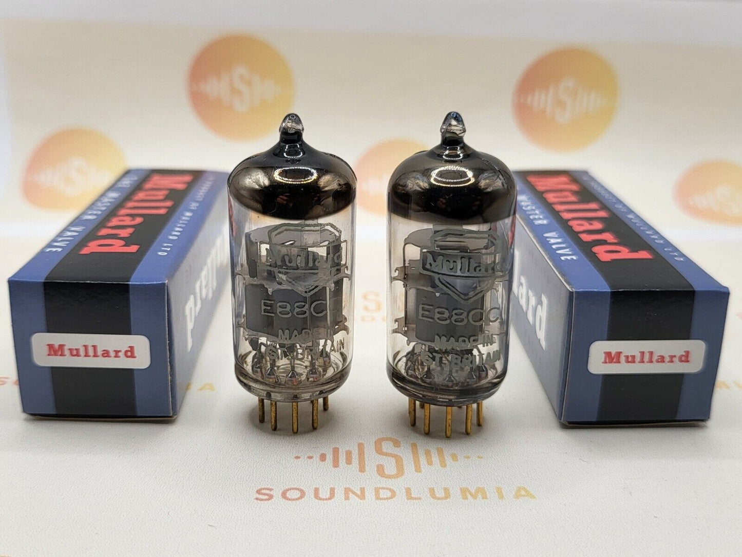 Mullard E88CC 6922 Passendes Paar - Schildlogo - Mitcham, GB 1967/69 7L1 - Stark