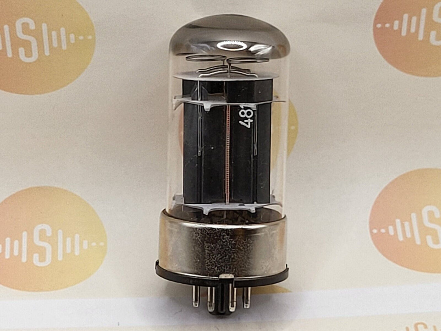 1x Telefunken 6080 = 6AS7 OO Getter Triple Mica Metal Base - Ulm 1966 - NOS
