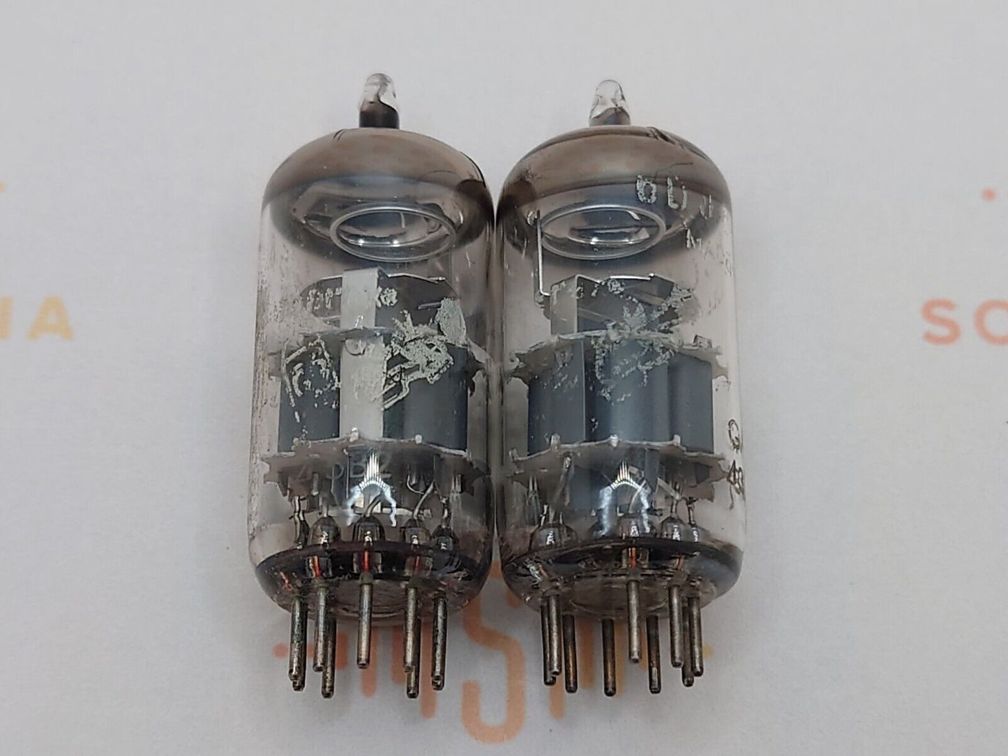 Amperex ECC88 6DJ6 O-Getter Matched Pair- Bugle Boy Label - Heerlen, NL '63/'65