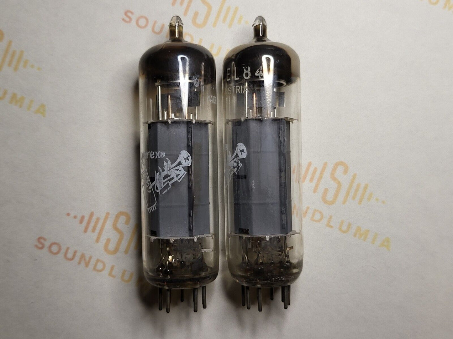 2x Amperex EL84 6BQ5 Tubes - Bugle Boy Label - Vienna 1966 KM4