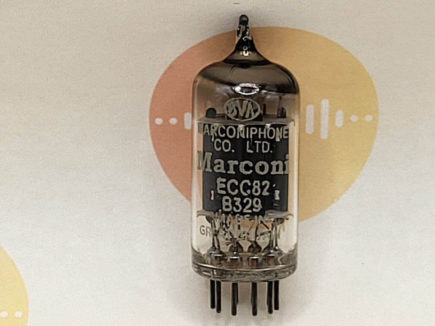 1x Mullard B329 (ECC82+) 17 mm lange Platten - Marconiphone Label - Mitcham 1959