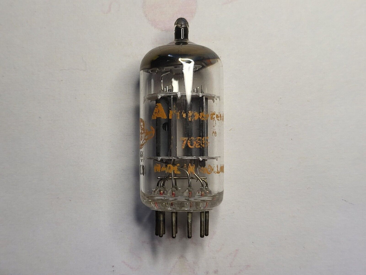 1x Amperex 7025 Dimple Disc Getter Orig. Box - Holland 1971 - Orange Globe - NOS