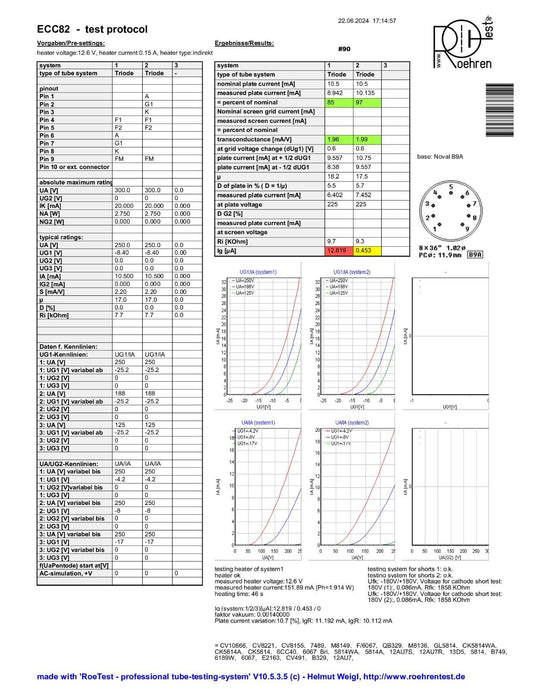 Telefunken ECC82 12AU7 Plaques lisses Berlin
