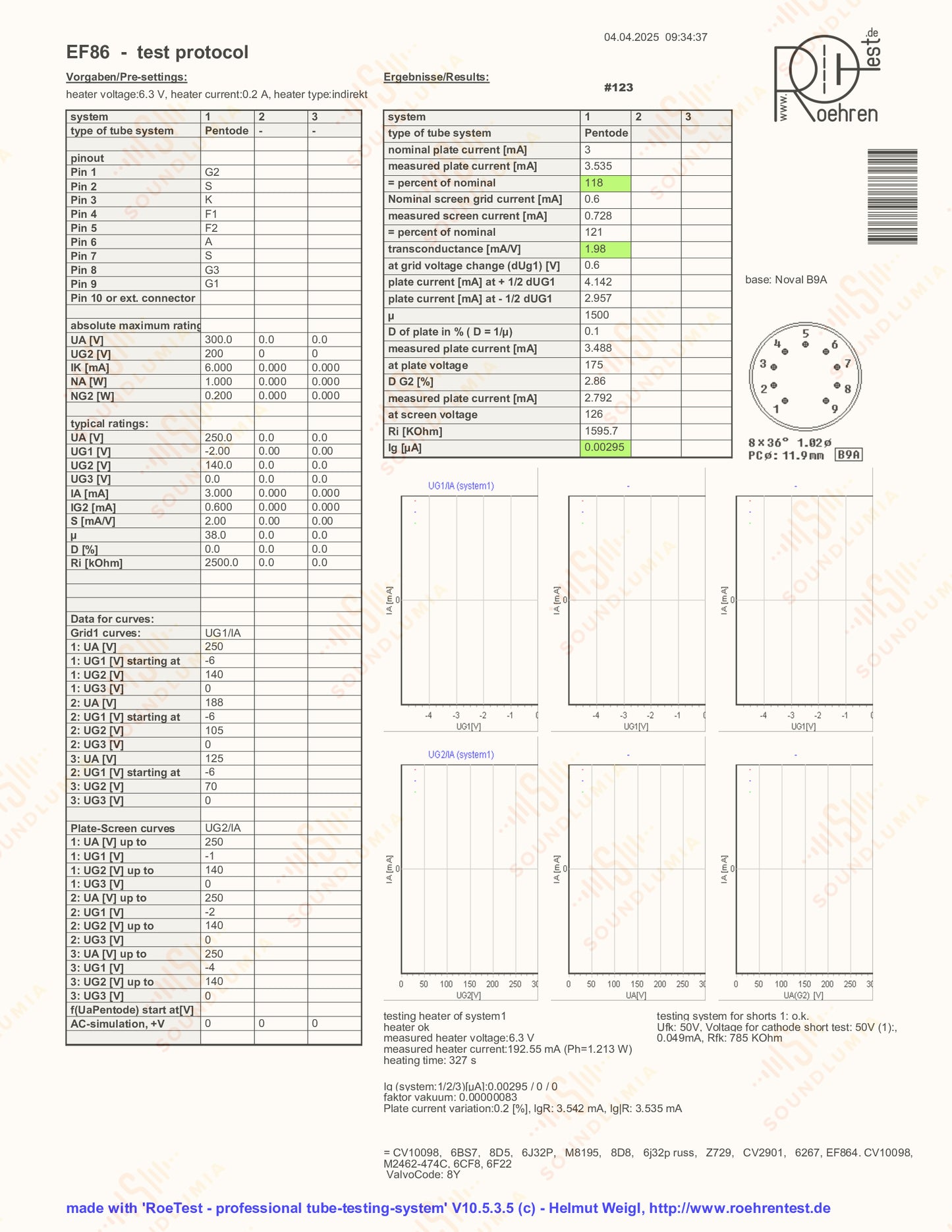 Mullard EF86 Long Mesh Plates Square Getter 9r1