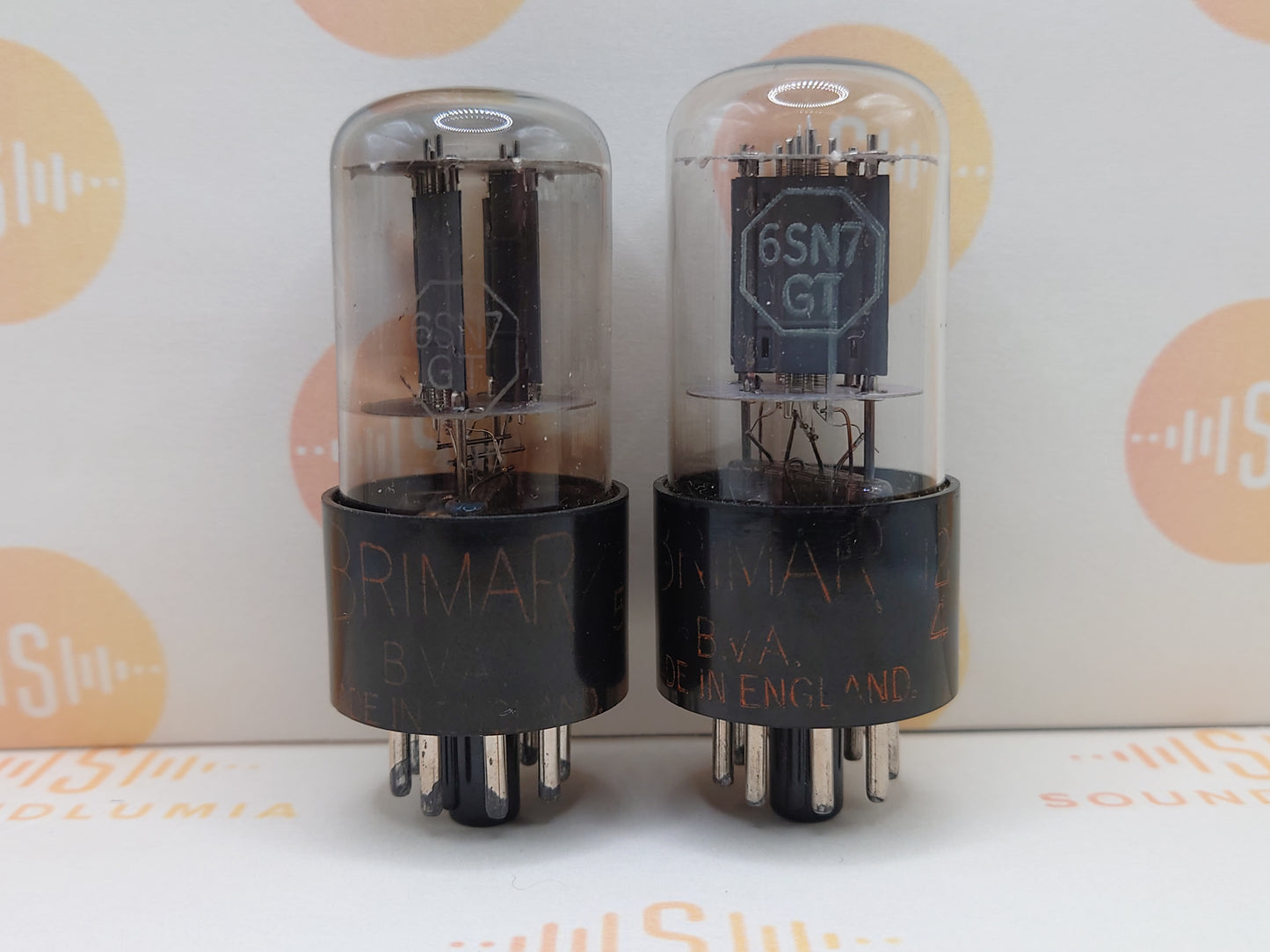 2x Brimar 6SN7GT VT-231 Lower Rectangle Getter - British BVA '50s