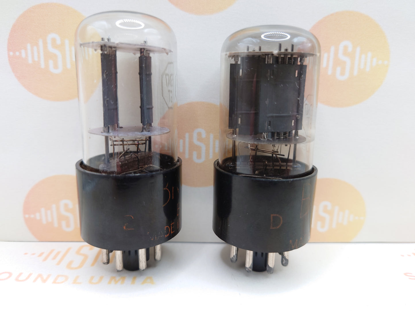 2x Brimar 6SN7GT VT-231 Lower Rectangle Getter - British BVA '50s
