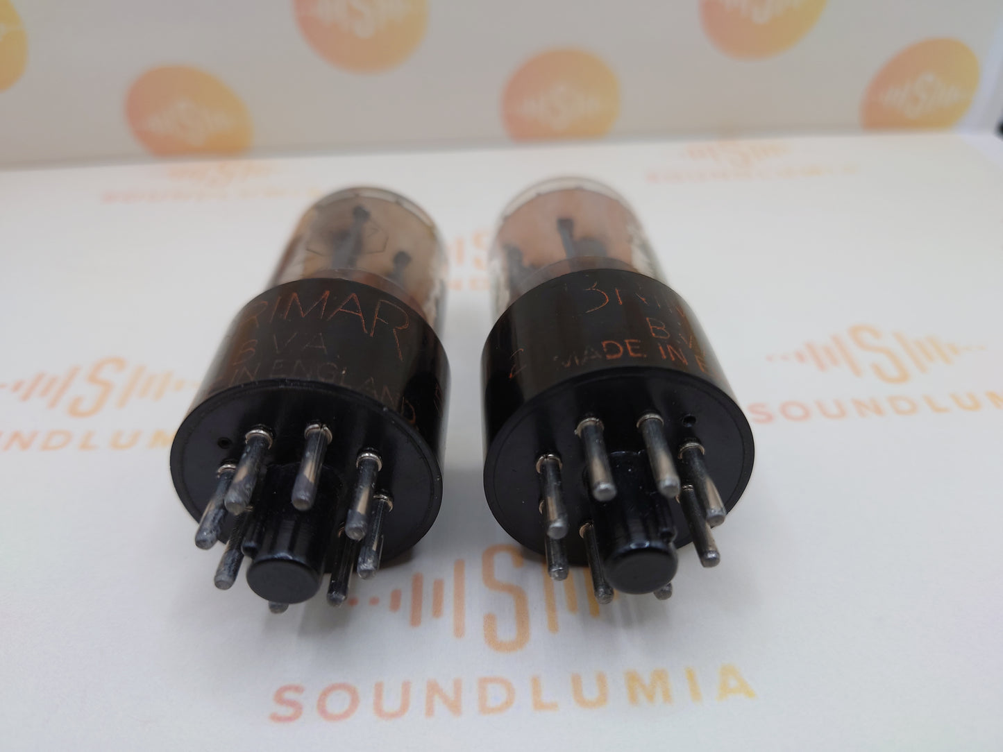 2x Brimar 6SN7GT VT-231 Lower Rectangle Getter - British BVA '50s