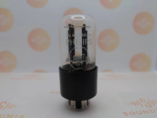 1x Philips 6SN7GT Bottom Rectangle Getter – Holland 1960s – Tests NOS