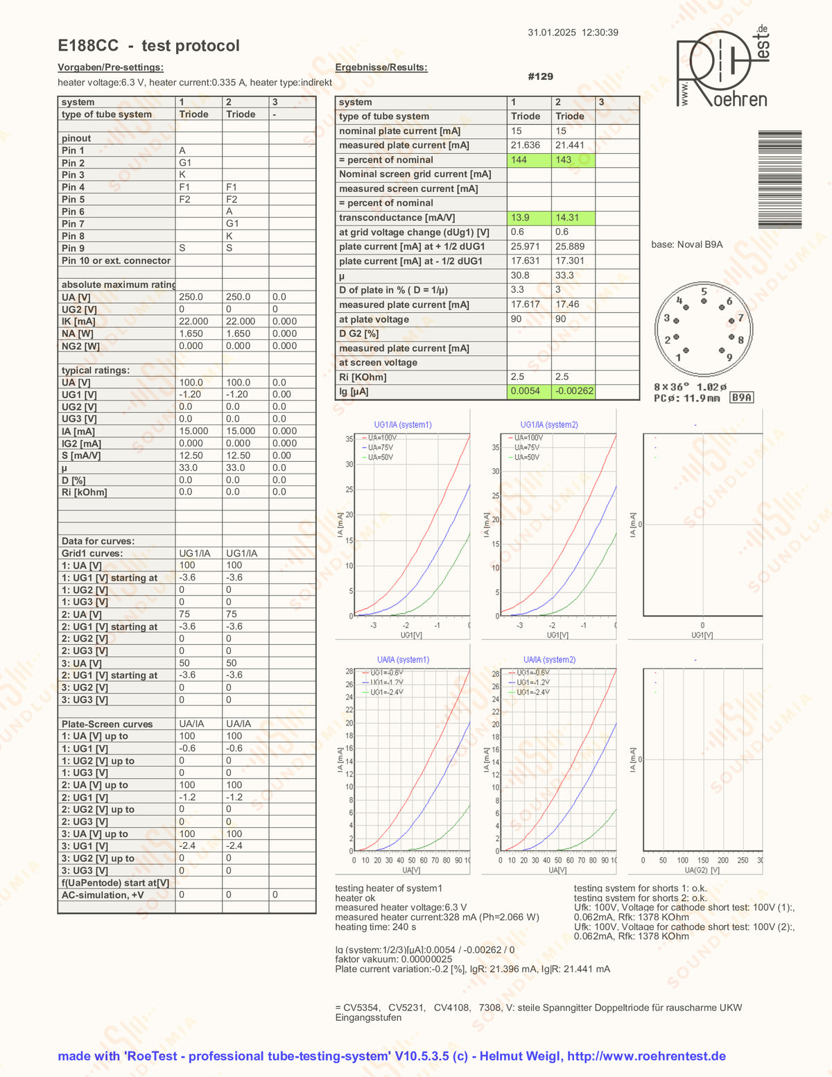 La Radiotechnique 7308 E188CC O-getter - Suresnes
