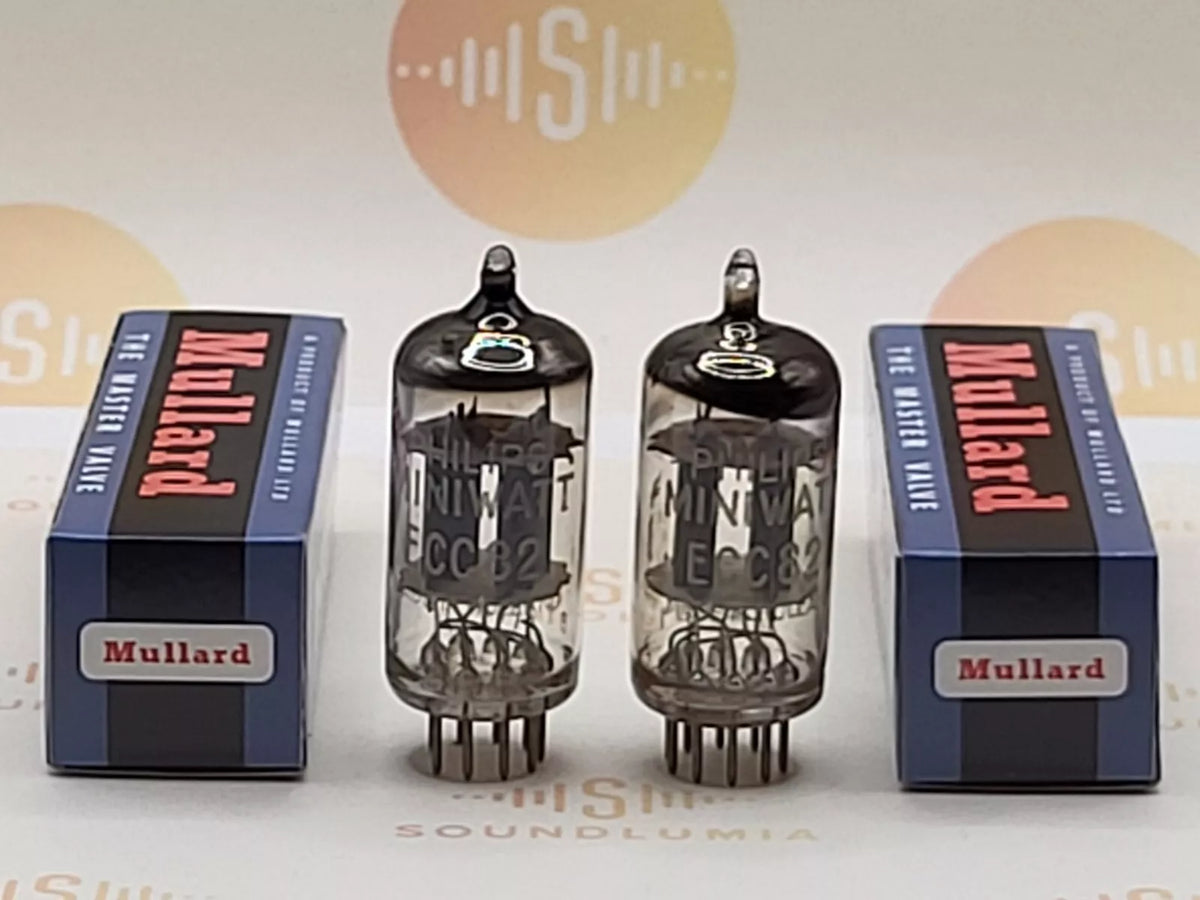 Mullard ECC82 12AU7 vacuum tube with O-Getter and Short Plates, image 1
