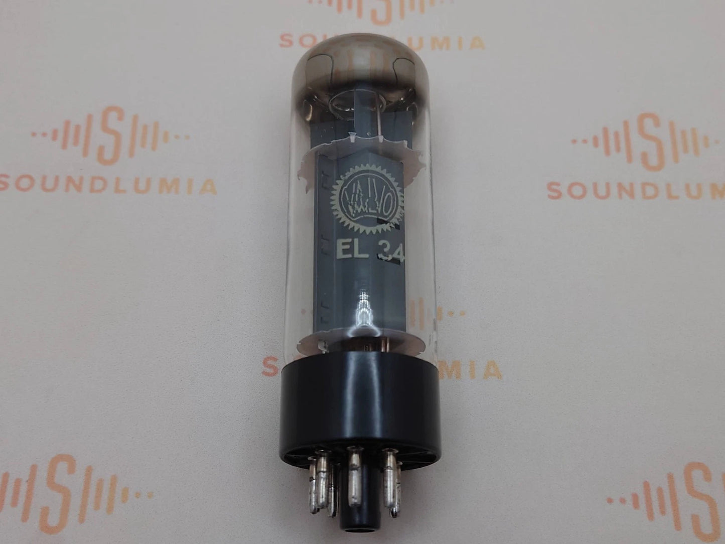 1x Mullard EL34 6CA7 O Getter - Valvo Label - Blackburn 1965 Xf3 - NOS+