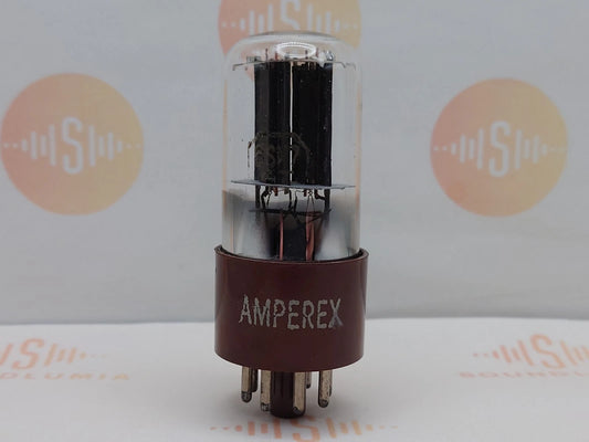 1x Amperex 6SN7GT Bottom D-Getter Black Plates - Brown Base