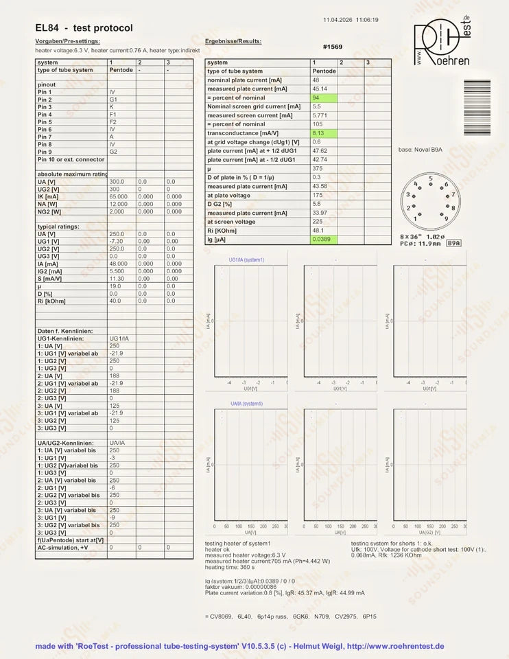 Telefunken EL84 6BQ5 O-getter ◇ Bottom - Germany