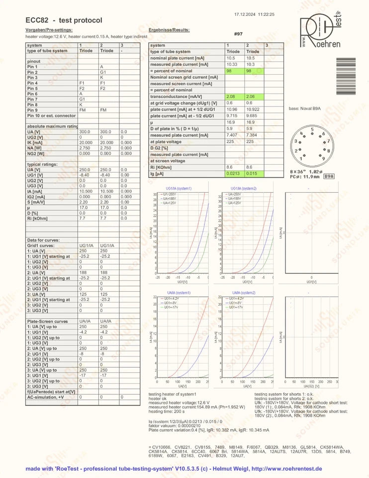 Valvo Hamburg ECC82 Short Plates 30° O-Getter