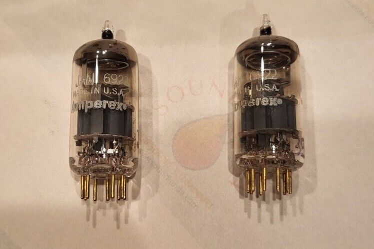 Amperex 6922 E88CC JAN Military Tubes Matched Pair - USA 1966 - Same code - NOS