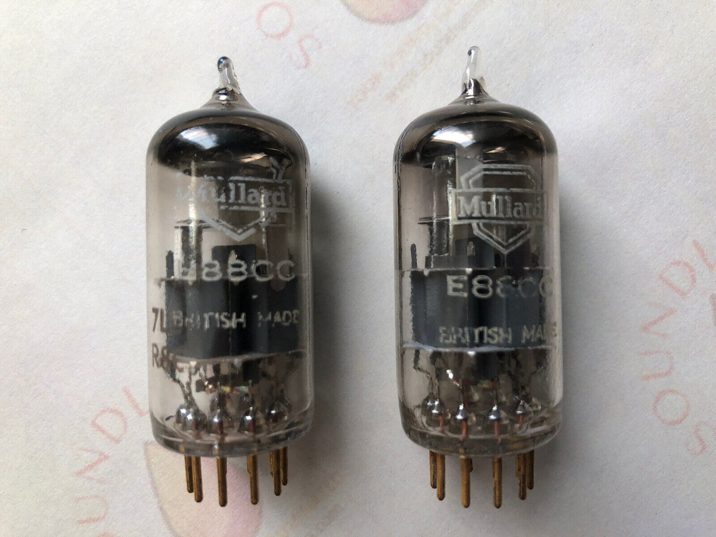 Mullard E88CC Matched Pair Wrinkled Glass - Mitcham 1958 7L0 - Same code - NOS
