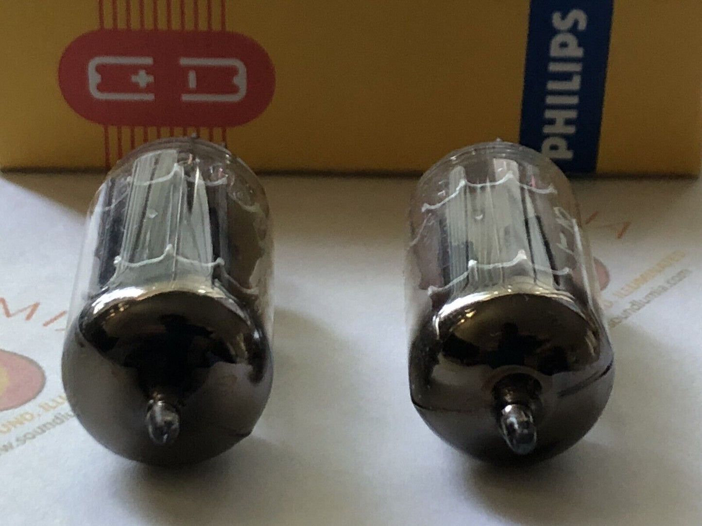 Philips ECC83 12AX7 Long Plates Foil D-getter Matched Pair Holland 1957/58 - NOS