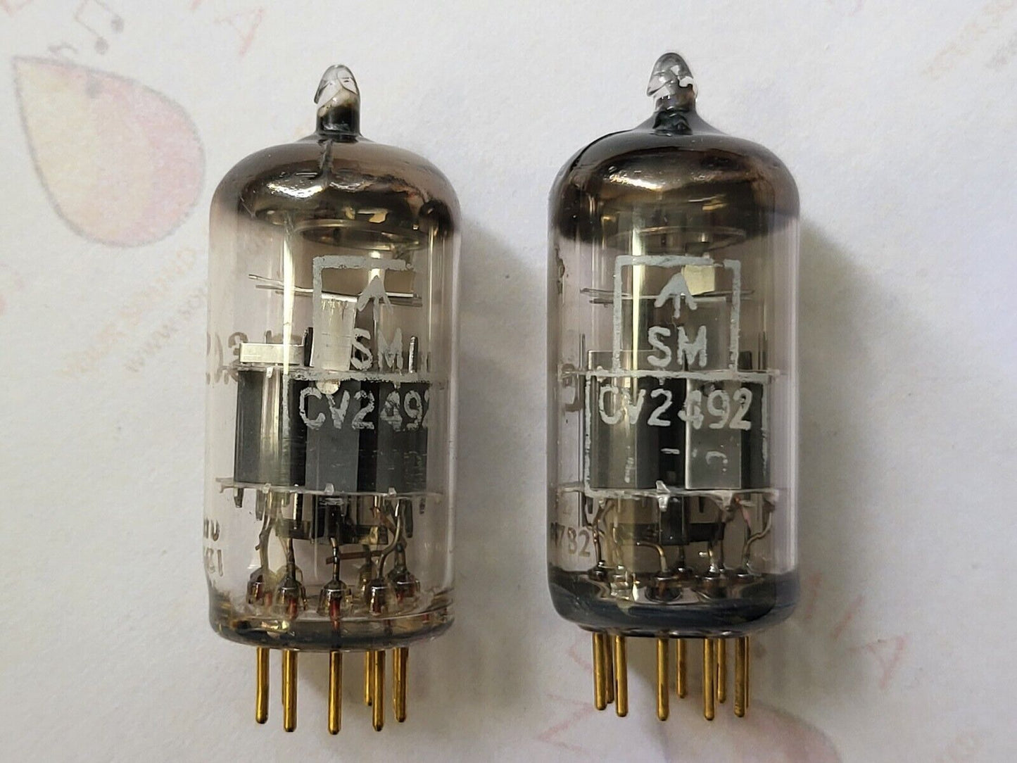 Mullard CV2492 = E88CC Matched Pair - Mitcham 1966/67 - RARE G.E.C. label - NOS