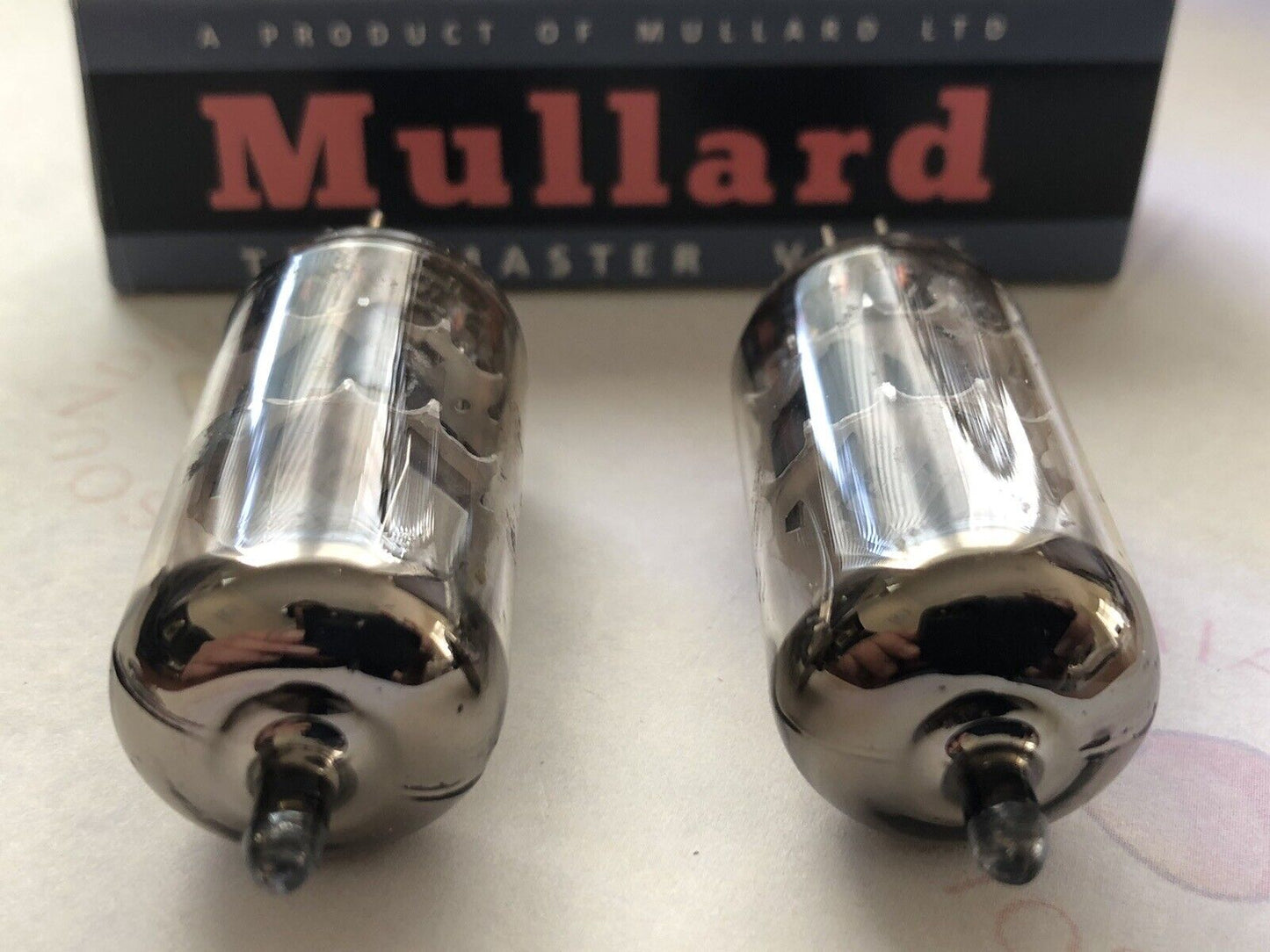 Mullard 6DJ8 ECC88 Tubes Matched Pair - Dimple Disc Getter - Holland 1974 - NOS