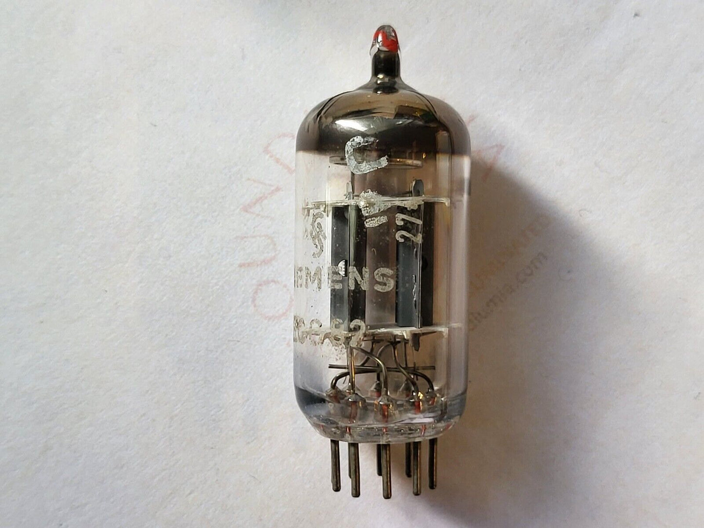 Amperex ECC82 12AU7 Röhre mit roter Spitze - Seltenes Siemens-Etikett - Holland 1969 - NOS