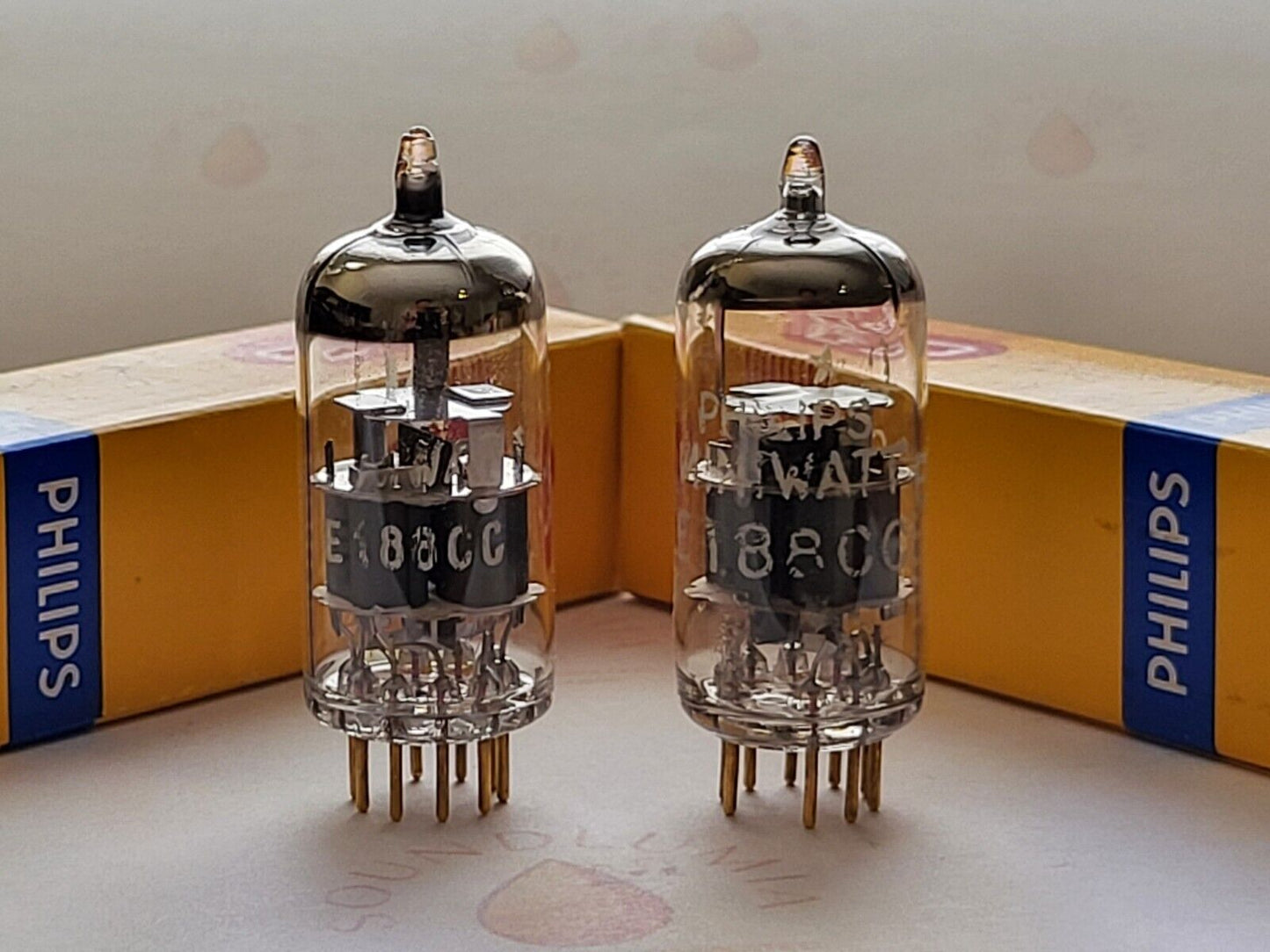 Philips SQ E188CC 7308 passendes Paar - Großer Halo Getter - Holland 1959/60 - NOS