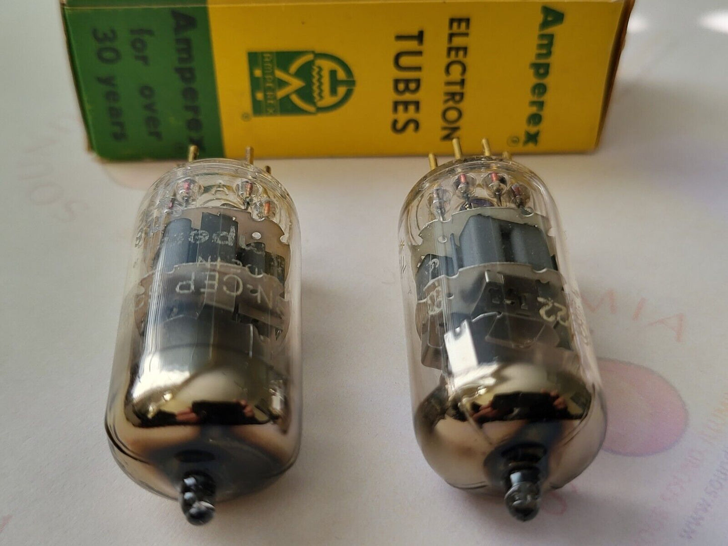 Amperex 6922 USN-CEP Tubes O-getter Matched Pair - 1963 USA White Print - NOS