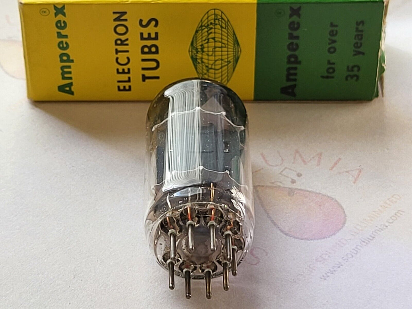Amperex ECC82 12AU7 Lange Platten 45° Folie D Getter - Valvo Hamburg 1956 K62 - NOS