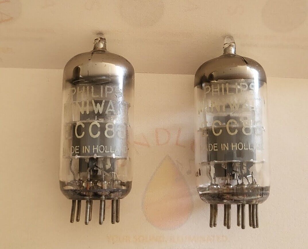 Philips ECC88 6DJ8 Preamp Tubes Matched Pair - Holland 1964 - Same code - NOS