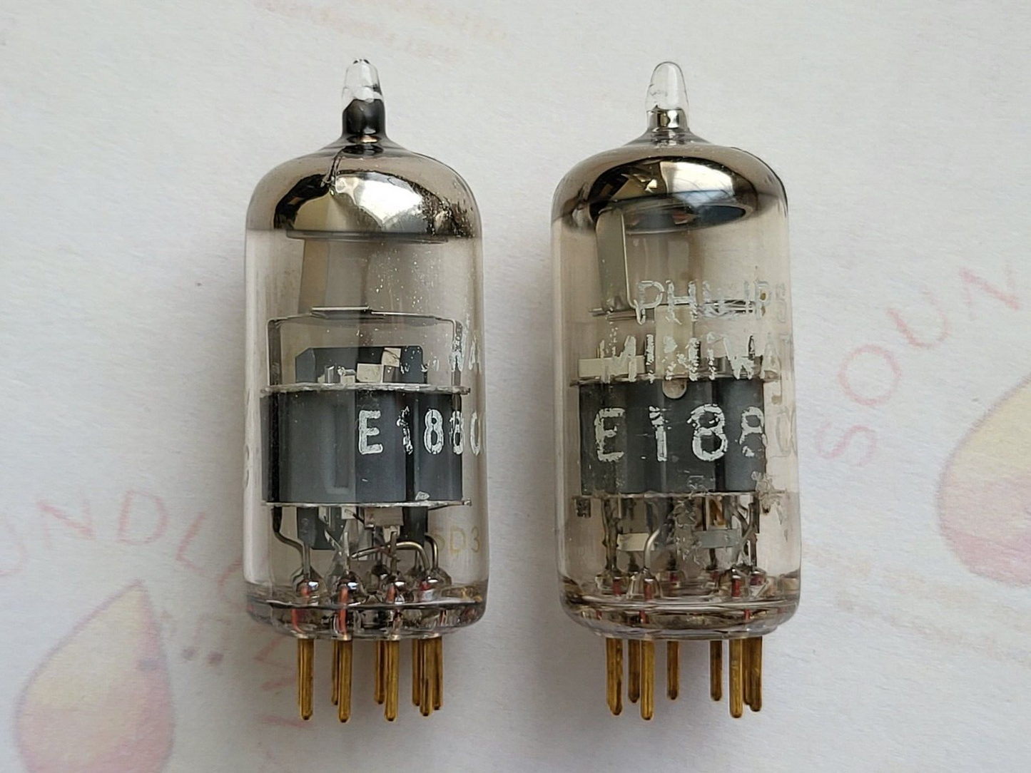 Philips SQ E188CC 7308 passendes Paar - Großer Halo Getter - Holland 1959/60 - NOS
