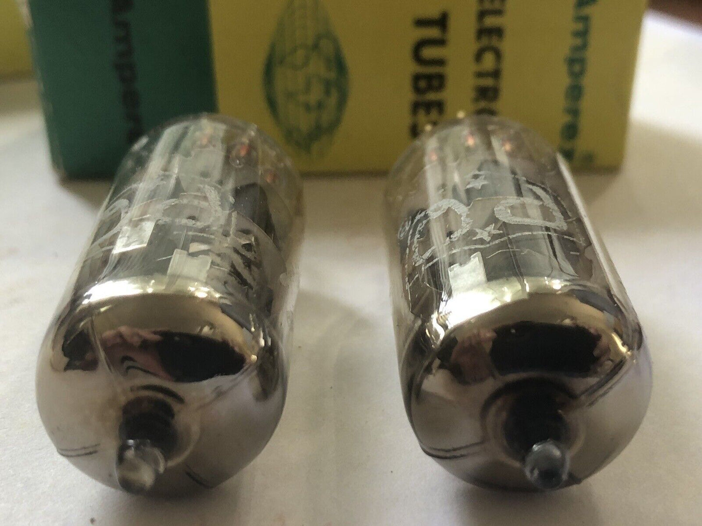 Amperex PQ 6922 E88CC Preamp Tubes Matched Pair - O-getter - USA 1962 7L6 - NOS