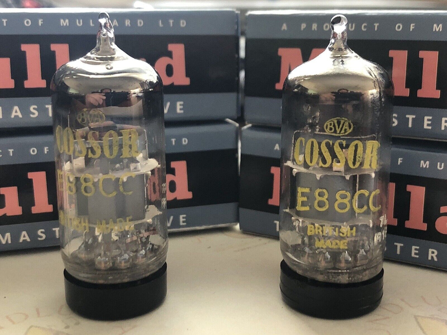 Mullard E88CC Tubes Matched Pair - British Made "7L1" Type Mitcham 1960/61 - NOS
