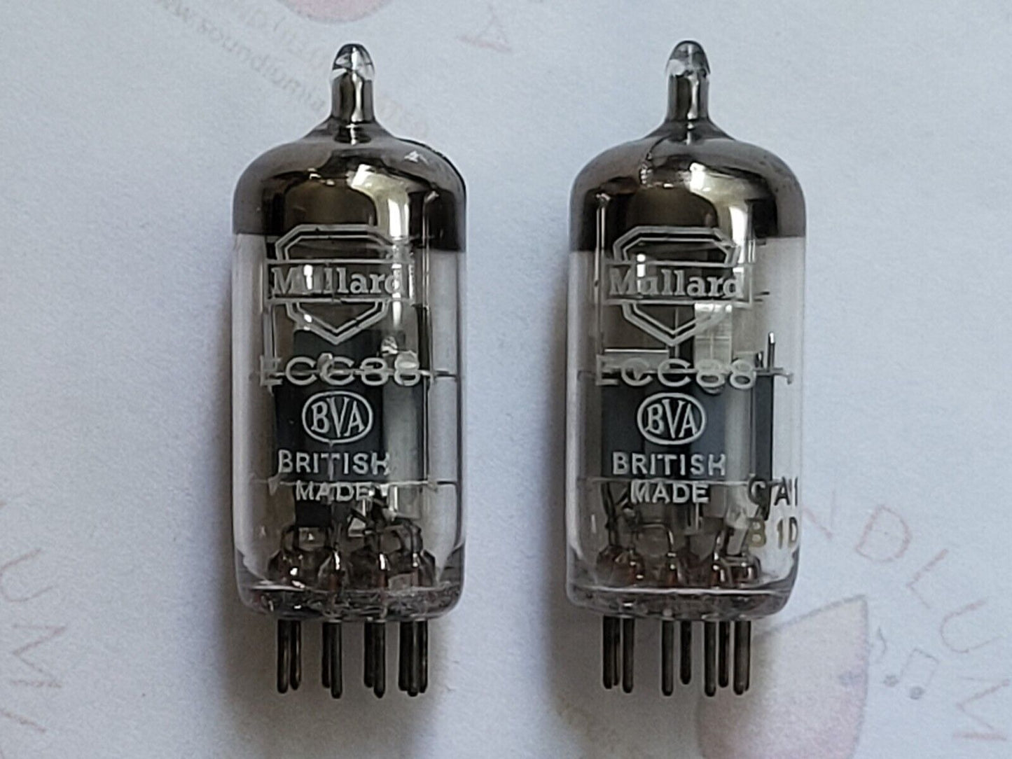 Mullard ECC88 6DJ8 BVA Matched Pair - Blackburn 1961 GA1 - Same code - 125% NOS