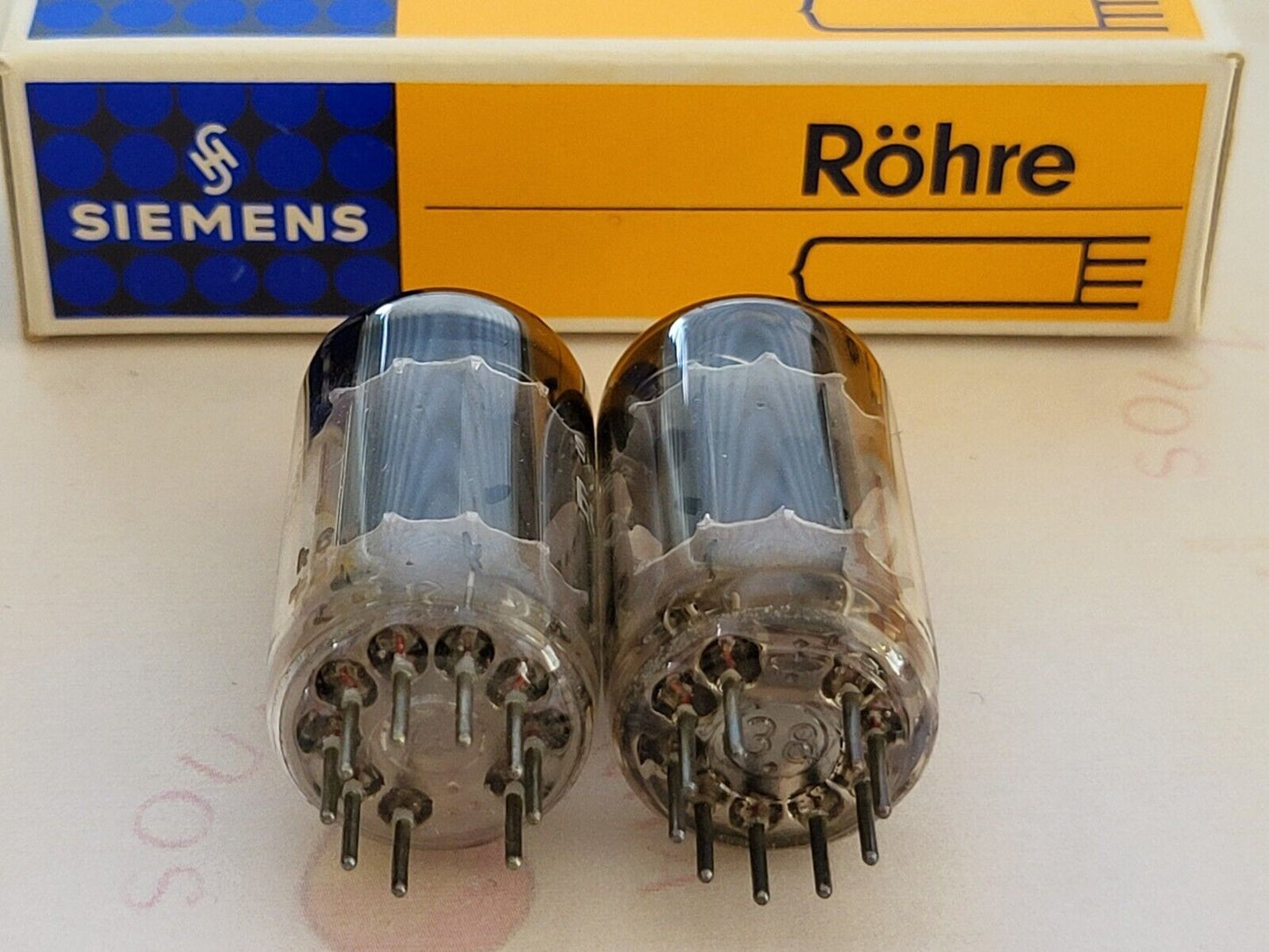 Siemens ECC82 12AU7 Long Gray Plates Matched Pair - Munich K64 ‡8K/K65 ‡8F -NOS