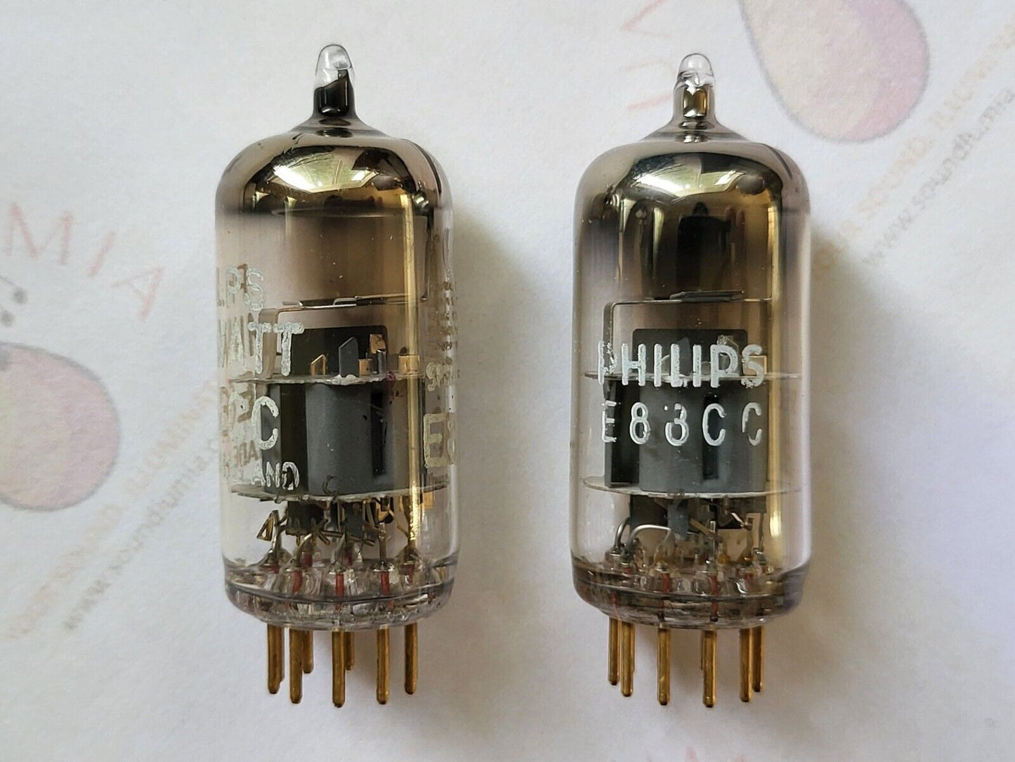 Philips Miniwatt SQ E88CC = 6922 Preamp Tubes Matched Pair - Holland 1964 - NOS