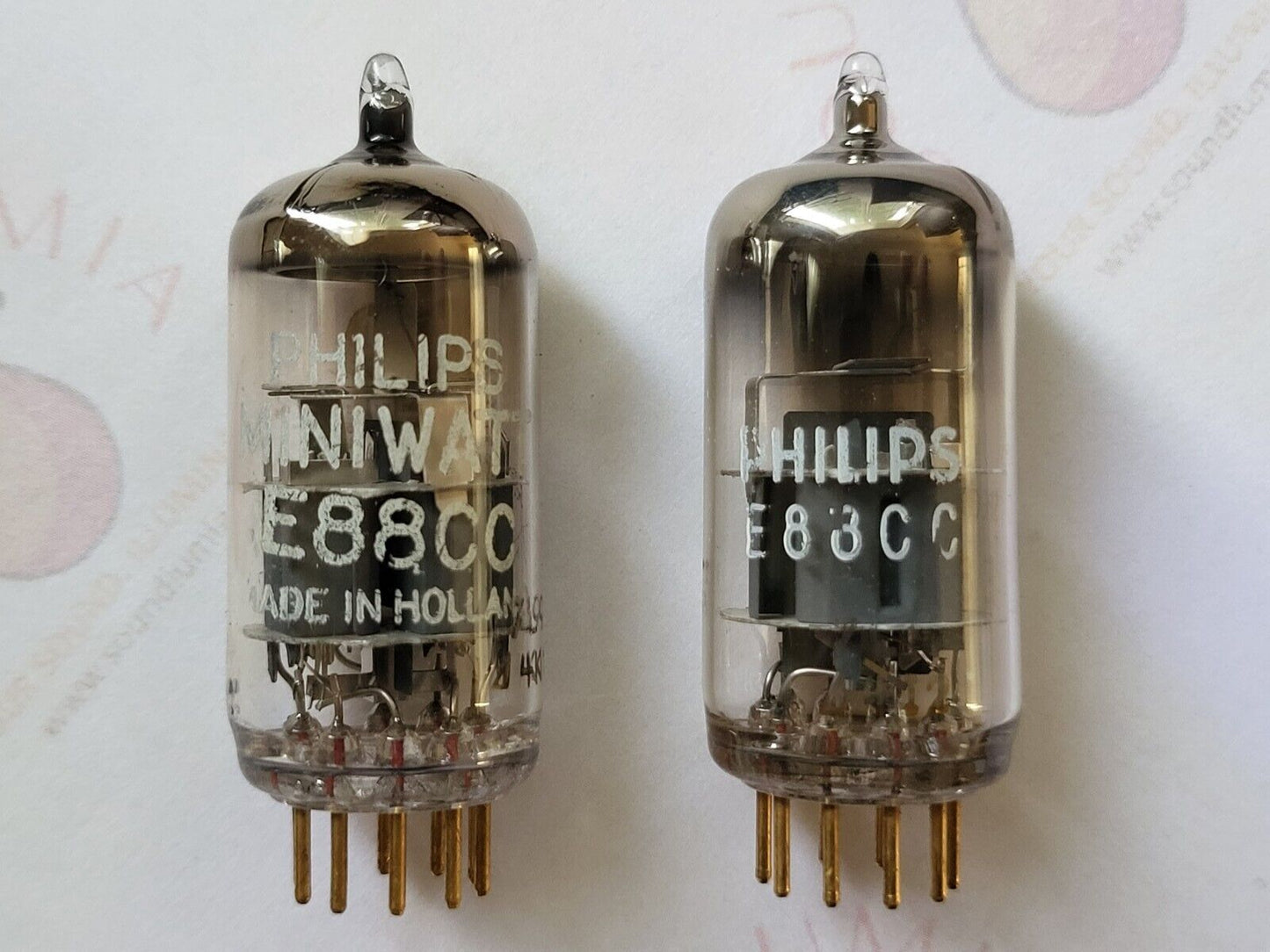 Philips Miniwatt SQ E88CC = 6922 Preamp Tubes Matched Pair - Holland 1964 - NOS