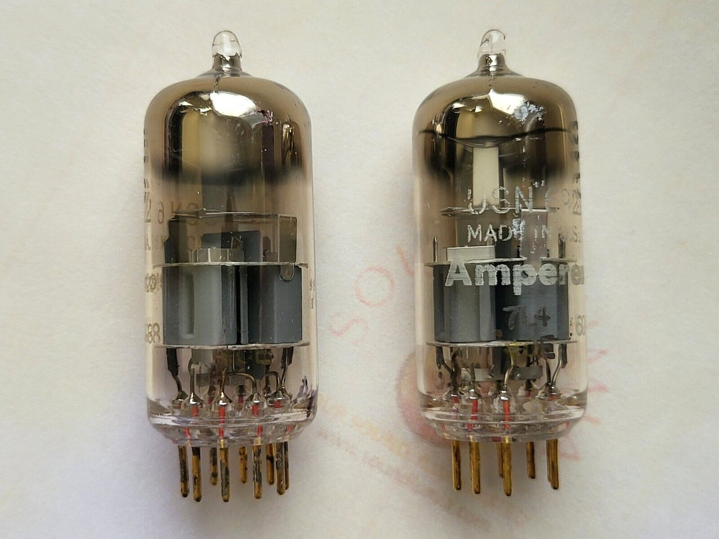 Amperex USN 6922 = E88CC D-getter Matched Pair - USA 1960 7L4 - Same code - NOS